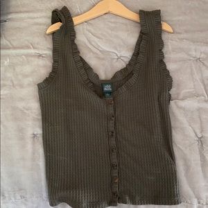 Green ruffles tank top blouse